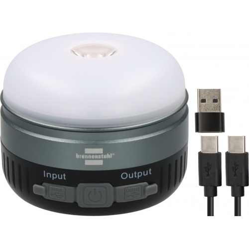Lampe lanterne solaire LED OLI 400 AS rechargeable (450lm, 5 modes d'éclairage, panneau solaire, powerbank, 70h, câble USB A/C