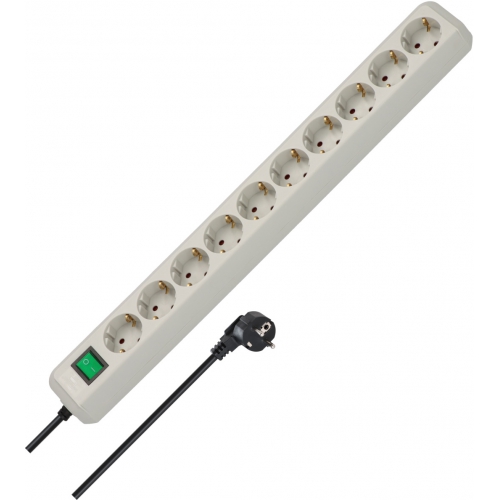 Eco-Line avec interrupteur 10 prises gris clair 3 m H05VV-F 3G1,5