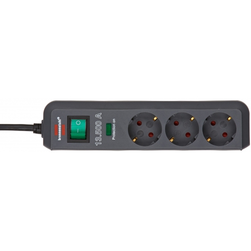 Eco-Line 13.500A extension socket with surge protection 3-way anthracite 1,5m