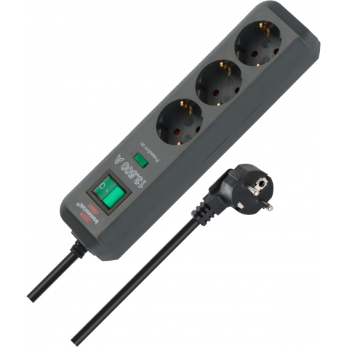 Eco-Line 13.500A extension socket with surge protection 3-way anthracite 1,5m