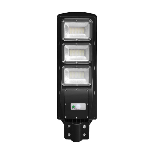 Lampadaire LED Solaire 180W 1200lm / 12W Plaque Solaire intégrée, 6000K, IP65, Life PO4 3.2V 10000mAh, 12h-15h, Noir