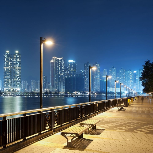 Lampadaire LED Solaire 120W 1000lm / 8W Plaque Solaire intégrée, 6000K, IP65, Life PO4 3.2V 9000mAh, 12h-15h, Noir