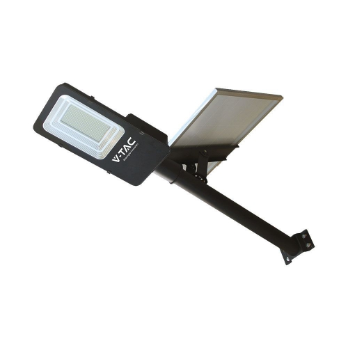 Lampadaire  LED HYBRID (Solaire / Sur Secteur) 200W 4000lm / 50W Plaque Solaire, 50000mAh, 4000K, 8h-12h, Noir, Câble: 1m