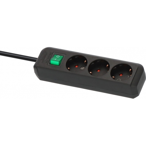 Eco-Line avec interrupteur 3 prises noir 3 m 