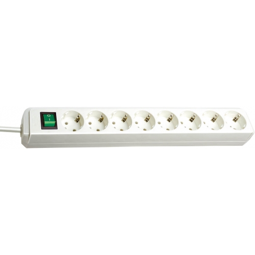 Eco-Line avec interrupteur 8 prises blanc 3 m H05VV-F 3G1,5