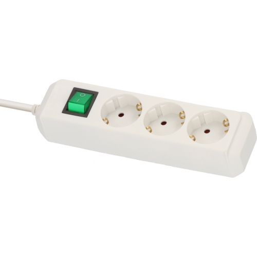 Prolongateur multiprise Eco-Line avec interrupteur 3 prises blanc 3 m
