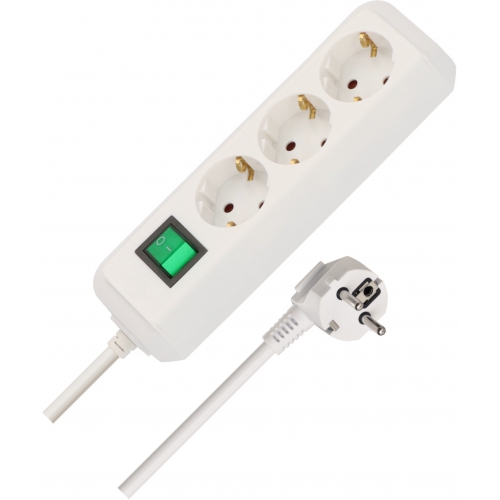 Prolongateur multiprise Eco-Line avec interrupteur 3 prises blanc 3 m