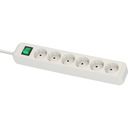 Eco-Line avec interrupteur 6 prises blanc 3 m H05VV-F 3G1,5