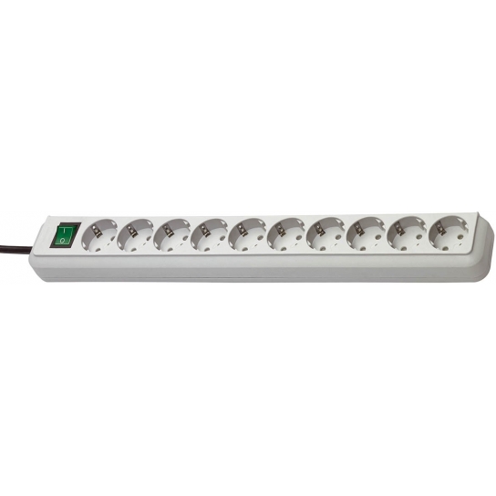 Eco-Line avec interrupteur 10 prises gris clair 3 m H05VV-F 3G1,5