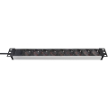 Alu-Line 19" extension socket for cabinets 9-way alu/black 2m H05VV-F 3G1,5, without switch